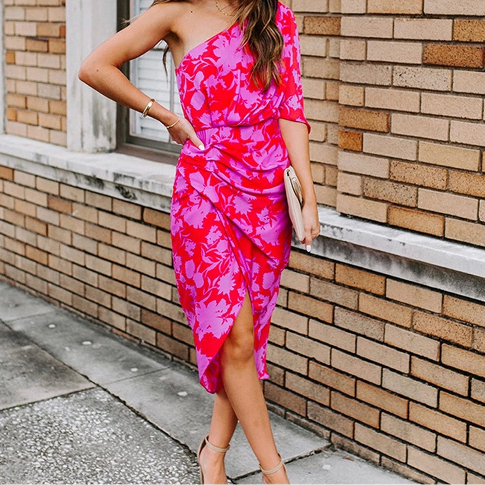 DO+BE One Shoulder Pink Floral Dress
